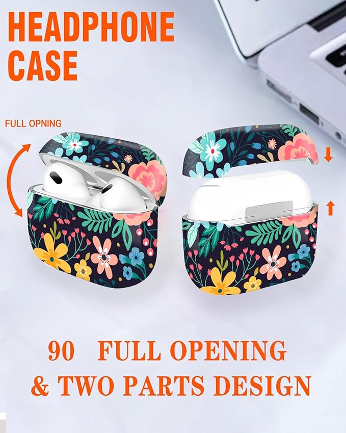 Compatible with Airpod Pro 2nd/1st Generation,Full Protection Cover for Women,Accessories Hard Case Portable & Shockproof for Airpod Pro 2nd Charging Case 2023/2022/2019(Bright Flowers)