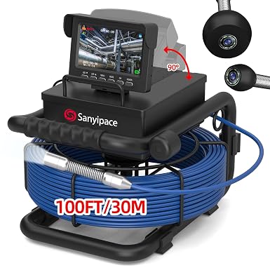 Sanyipace Sewer Camera 100FT/30M, 0.67in/17mm Pipe Camera with Light