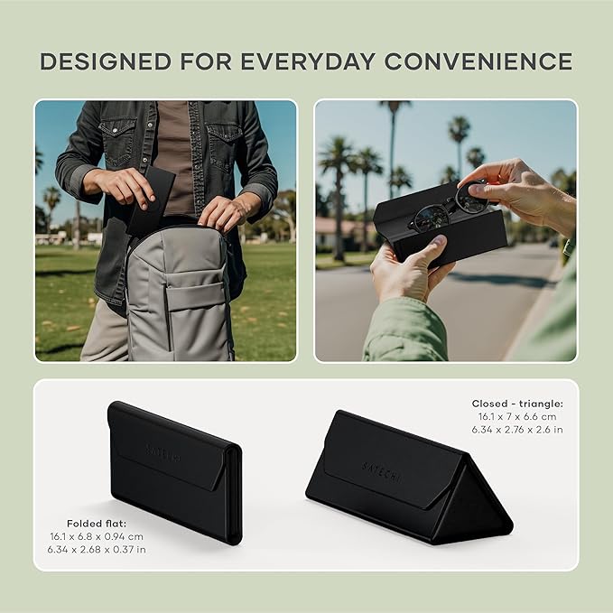 Satechi FindAll Smart Glasses Case with Find My, Foldable & Portable, Wireless Rechargeable, Loud Audible Left-Behind Alerts