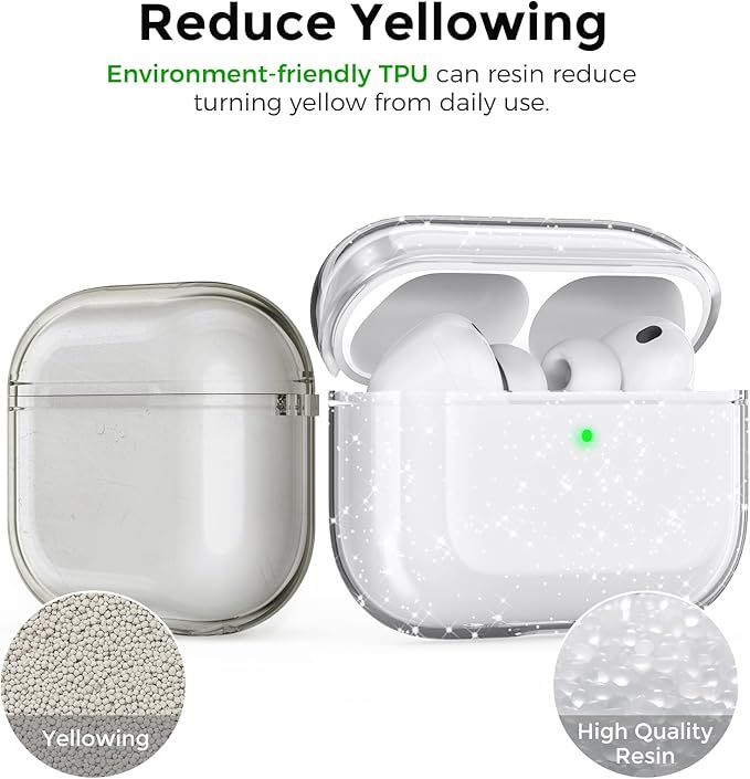 AhaStyle Clear Airpods Pro 3 Case Cover 2025 [Anti-Yellowing] Soft TPU Protective Skin for Apple AirPods Pro 3rd Generation Case with Cleaner Kit Support USB-C Charging Case and Wireless Charging