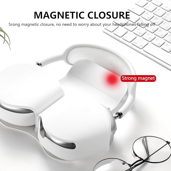 for Apple Airpods Max Case,Headphones Protective Case for AirPod Max Supports Sleep Mode, Anti-Scratch and Anti-Dust,Airpod Pro Max by PU Leather,White 2