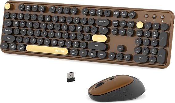 Colorful Wireless Computer Keyboards Mouse Combos (Black Brown)