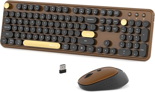 Colorful Wireless Computer Keyboards Mouse Combos (Black Brown)