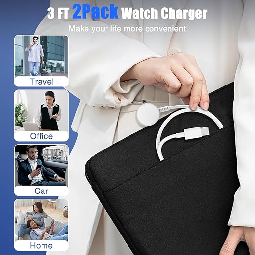 2Pack for Apple Watch Charger USB C Magnetic iWatch Charger Cable Fast Charging Cord Compatible with Watch Ultra2 Ultra Series 9 8 7 6 SE SE2 5 4 3 2 1-3FT(1M) White
