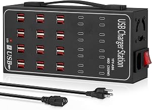 250W 50A USB Charging Station for Multiple Devices, 50 Port Fast USB Charger Block, Desktop Wall Fast Charger with Intelligent Protection, USΒ Power Strip Suitable for Home Office School - Image 1