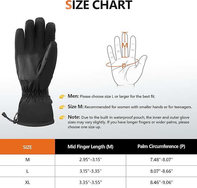 Heated Gloves for Men Women, Electric 3-Level Heating Gloves with Touchscreen, Rechargeable Battery Powered Winter Warm Glove Liners for Motorcycle Skiing Hiking Cycling Hunting Outdoor Work