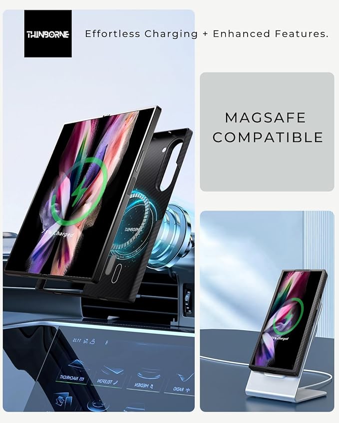 Thinborne Compatible with Samsung Galaxy Z Fold 6 Case, [600D Aramid Fiber] [Magnetic] [Ultra Thin] [Minimalist Style] [Carbon Fiber Textures]