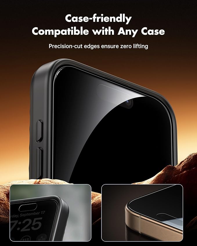 UNBREAKcable Privacy Screen Protector Bundle for iPhone 16 Pro Max (2 Pack) & iPhone 16 Pro (2 Pack), Tempered Glass, True 28° Anti-Spy, 9H Shatterproof, Case-Friendly, Easy Install Frame