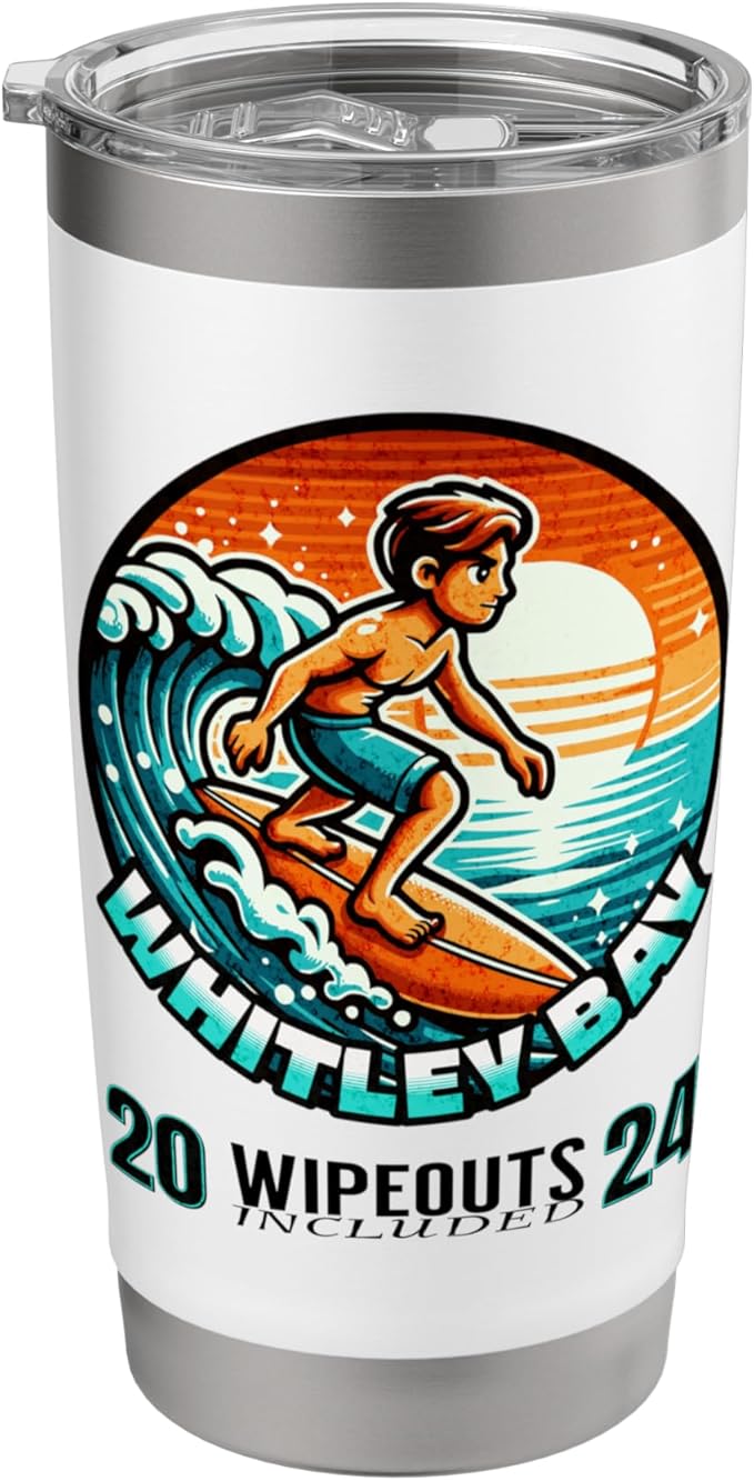 Whitley Bay Surfer Wipeouts Included 2024 Cartoon Style Stainless Steel Insulated Tumbler