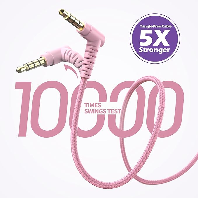 Kids Headphones, Wired Headphones for Kids On Ear with Microphone, 93dB Volume Limiter Headphone for Girls Boys, Foldable Lightweight Headphone for School Learning & Entertainment, Pink Purple