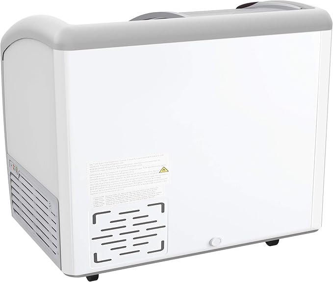 KoolMore - MCF-9C Commercial Ice Cream Freezer Display Case, Glass Top Chest Freezer with 3 Storage Baskets and Sliding Lid, Large 9 cu. ft. Capacity, White
