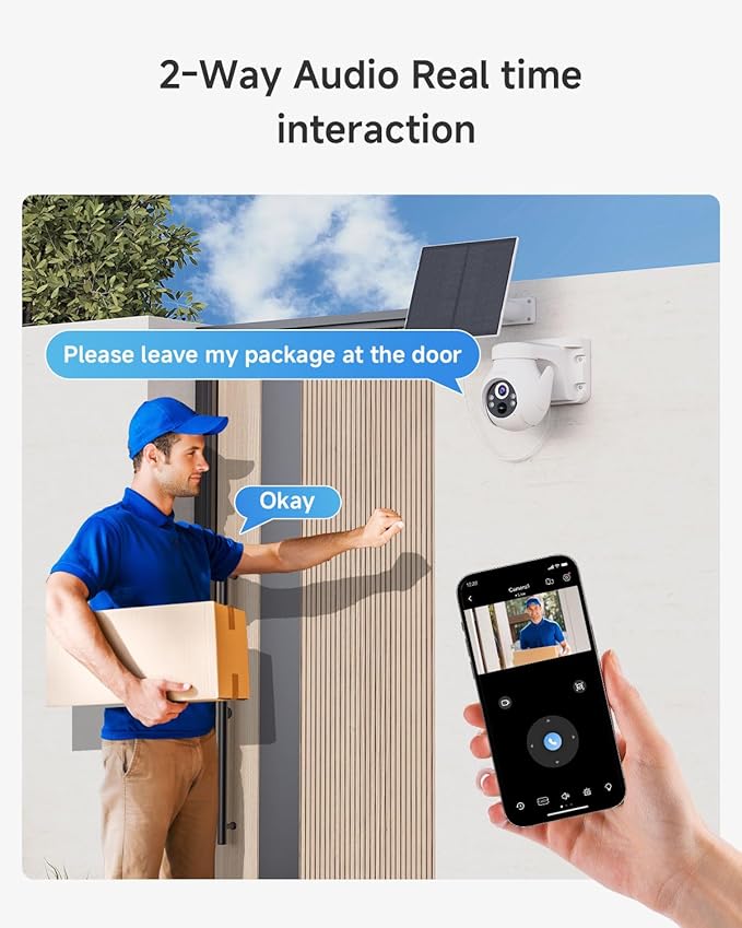 Noorio Solar Security Camera Wireless Outdoor System, 2K/4MP Battery Powered WiFi Camera for Home Security w/5W Solar Panel, 360° PTZ, Auto Tracking, Night Vision, 2-Way Talk, Cloud & SD Card Storage
