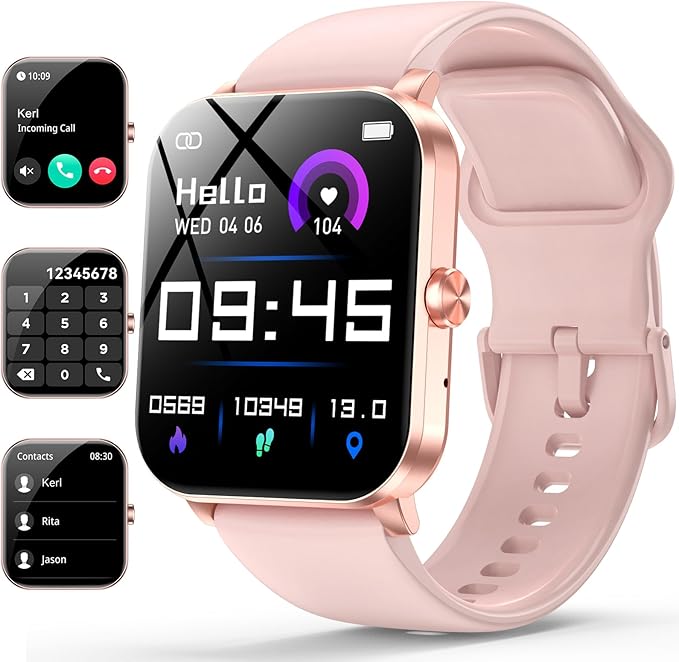 Smart Watch, 1.85" Smartwatch for Men Women (Answer/Make Call), Heart Rate, Sleep Monitor, Pedometer, 120+ Sport Modes Activity Tracker, IP68 Waterproof Fitness Watch for Android iOS (Rose Gold)