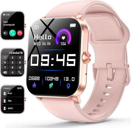 Smart Watch, 1.85" Smartwatch for Men Women (Answer/Make Call), Heart Rate, Sleep Monitor, Pedometer, 120+ Sport Modes Activity Tracker, IP68 Waterproof Fitness Watch for Android iOS (Rose Gold)