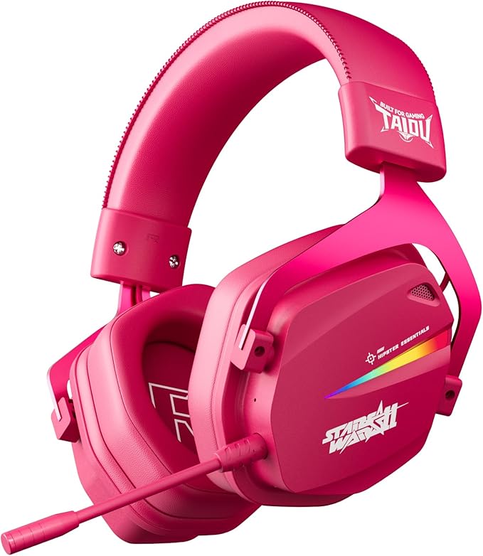 THS326 Wireless Gaming Headset 7.1 Surround Sound for PS5 PS4 PC Switch TOPSPEED Gaming Headphones, Noise Canceling Mic, 250Hr Battery, Low 15ms Latency, Lightweight, BT 5.3 FPS Games (RED)