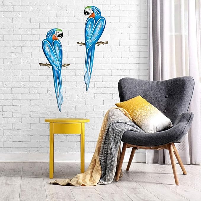 EiGreen Metal Bird Wall Art Decor 3D Outdoor parrot Sculpture, Hanging Garden Metal Wall Decor Suitable for Gardens Fence Patio Living Room Bedroom Yard Gift