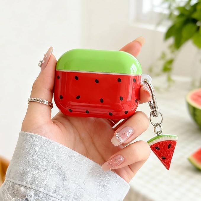for AirPods Pro 3 Case 2025 - Cute 3D Watermelon IMD Fruit Design for Air pod Pro 3 Cover with Keychain,Soft Shockproof Silicone Cover for Airpods Pro 3 Gen, for Girls Women