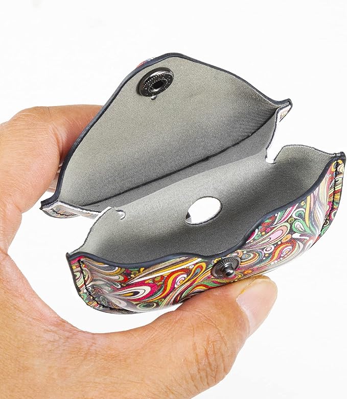 Genuine Leather Case Compatible with AirPods Pro Case 2nd/1st Gen (2023/2022/2019), VOMA Protective Cover for Apple AirPods Pro 2/Pro Wireless Charging Case with Keychain and Snap Lock Paisley