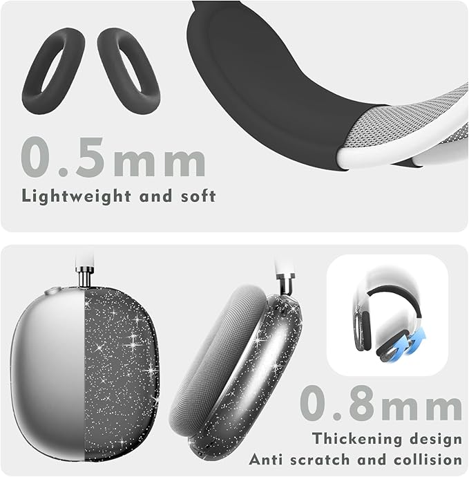 for AirPods Max case Cover,Anti-Scratch Ear Pad Case Cover/Ear Cups Cover/Headband Cover for AirPods Max. Clear Soft TPU and Silicone,Skin Scratch Proof.