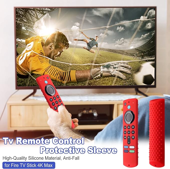 Silicone Remote Cases for Fire TV Stick 4K Max / 4K Max 2nd / Toshiba/Insignia/Pioneer/Omni Series Fire TV Alexa Voice Remote Enhanced w/Lanyard (1 Pc, Red, NOT Glow)