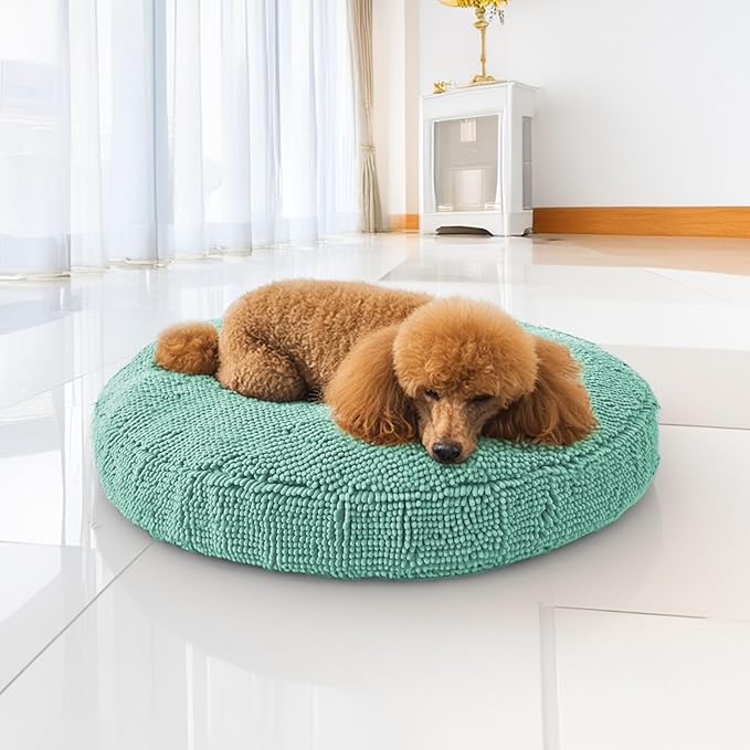 Muddy Mat® Cloud K-9 Bed for Dogs & Cats, Soft & Relaxing Donut Dog Bed, Chenille Material, Removable Cover, Washable & Dryer Safe–Seafoam Green Large(40'x40')