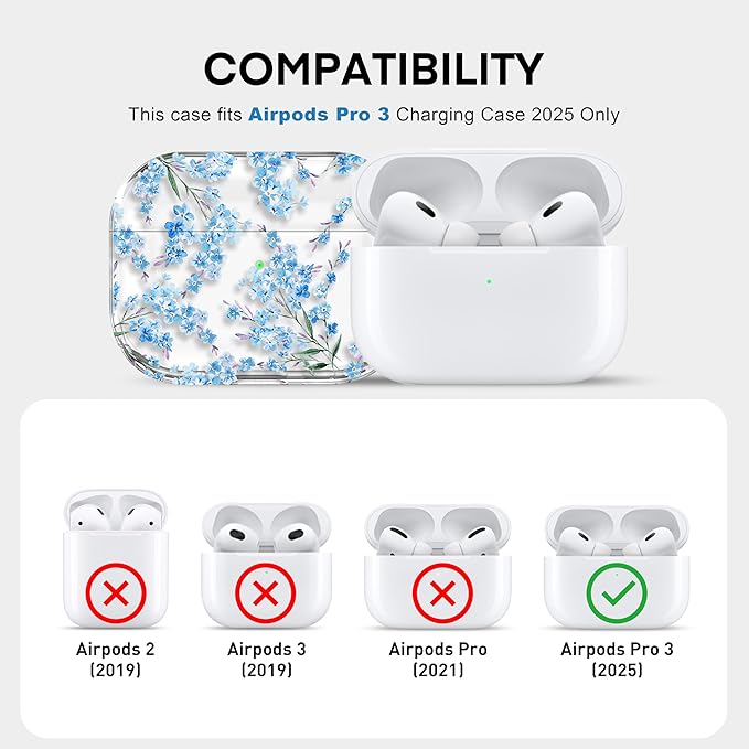 Maxjoy for AirPods Pro 3rd Generation Case, Clear AirPods Pro 3 Case for Women Girly Cute Soft AirPod Pro 3 Cover with Keychain Strap for AirPod Pro 3rd Gen Cover 2025, Flower
