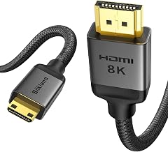 Silkland 8K 4K Mini HDMI to HDMI Cable, Mini HDMI 2.1 Cord, 48Gbps, 1 ft