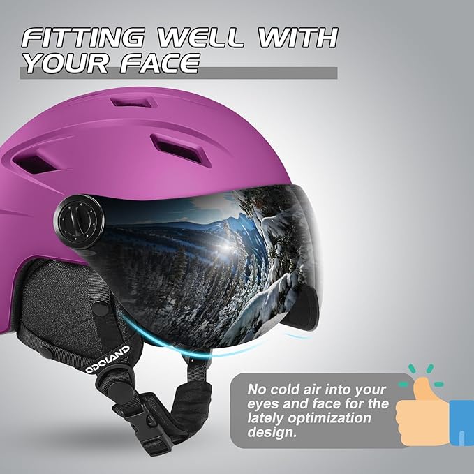 Odoland Ski Helmet with 2-in-1 Visor Goggles, Light Weight Snowboard Helmet for Men Women, Snow Sport Helmets for Skiing, Skating, Snowboarding
