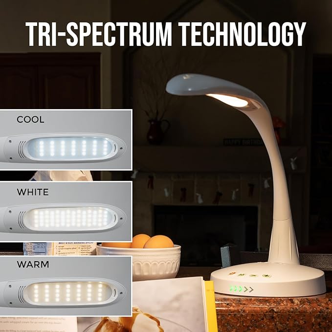 Stella GO 12W Portable Task Lamp, Dimmable, Custom Color Temperature, Adjustable, and Remote Controlled Modern Standing Lamp for Living Room, Bedroom, and Office Lighting (White)