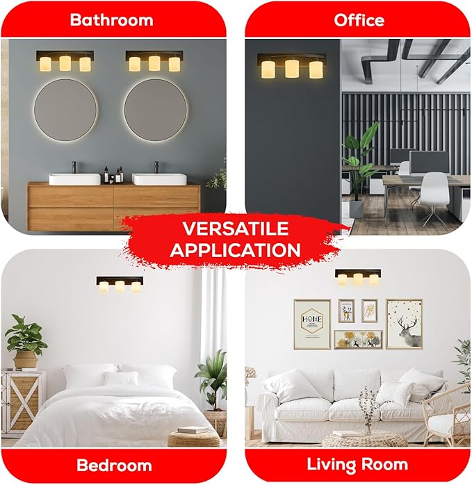 The Door Bull Modern 3-Light Bathroom Vanity Light – Oil Rubbed Bronze Fixture with Frosted Glass Shades, E26 Socket – Wall Sconce for Mirror, Bathroom, Kitchen, Hallway, Entryway