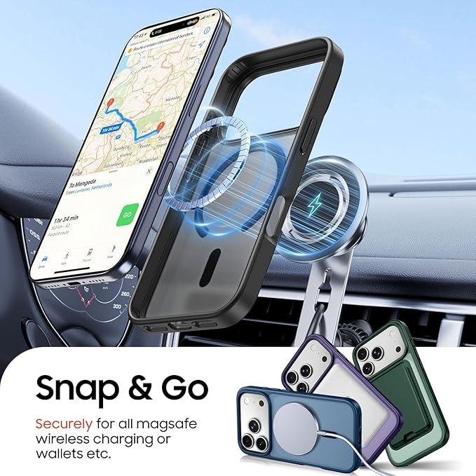Magnetic for iPhone 17 Pro Case with Detachable Wallet, Compatible with MagSafe, Credit Card Holder with Slim Shockproof Protective Phone Cover, Black