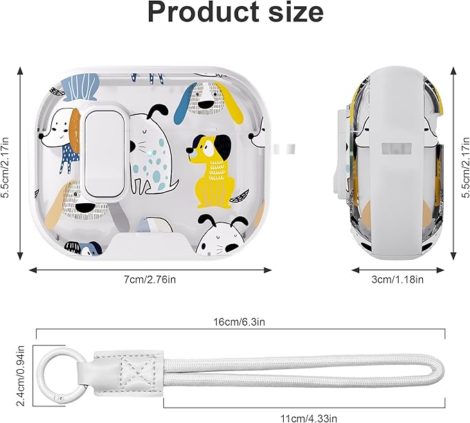 for AirPods Pro 3 Case(2025) with Secure Lock Clip and Phone Stand,Floral Girly Style Protective Cover with Cleaning Kit and Hand Strap for Apple AirPod Pro 3 Generation (White Dog)