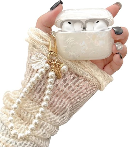 Cute Case for Airpods Pro 3 (2025), Bling Shell Pattern Soft TPU Protective Cover with Luxury Pearl Shell Keychain for Apple Airpods Pro 3 Charging Case, Colorful