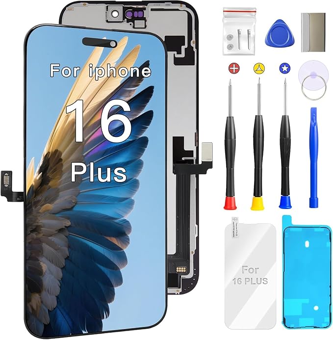 for iPhone 16 Plus Screen Replacement Kit Full Assembly 6.7 inch,3D Touch LCD Display for A3290、A3082、A3289 and A3291 Digitizer Screen and Repair Tools Kit