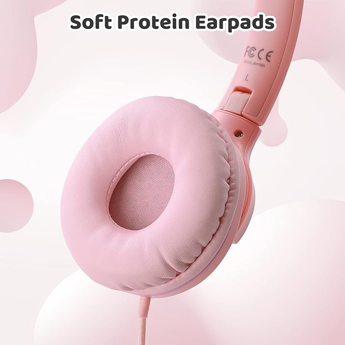 INFURTURE Kids Headphones, Wired Headphones for Kids Over Ear with Microphone, 85/94dB Volume Limiter Headphone for Girls Boys, Foldable Headphone for School, Airplane Travel