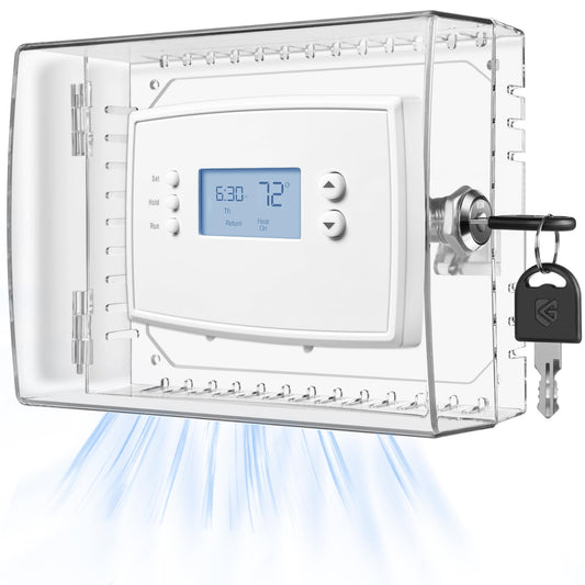 TRJ Thermostat Lock Box with Key, Large Thermostat Cover with Lock for Thermostat on Wall, AC Control Lock Box Cover with Key, Air Conditioner Lockbox Fits Thermostats 5" H x 6" W or Smaller