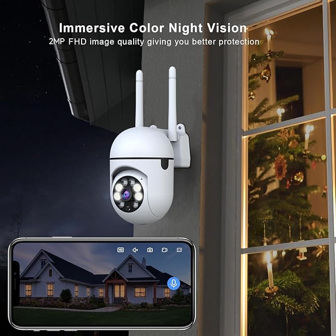 1080P Security Camera Wired, Baby Monitor with 360° Pan/Tilt, 2-Way Audio, Color Night Vision, AI Detection, SD/Cloud Storage, 2.4G/5GHz WiFi Home Surveillance Cam, Compatible with Alexa