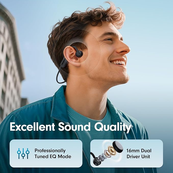 Bone Conduction Headphones, Open Ear Headphones Bluetooth 5.4 with Mic, Wireless Running Headphones 10H Playtime, Waterproof Sport Earbuds Suitable for Cycling, Outdoor Sports