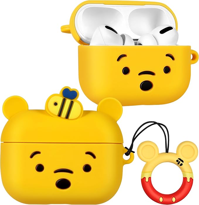 Boaretiu for AirPods Pro/Pro 2nd Generation Case - Cute Kawaii Yellow Bear with Keychain for AirPods Pro & Pro 2 Case Cover Funny 3D Soft Silicone Fun Cool for Girls Women Teens Boys