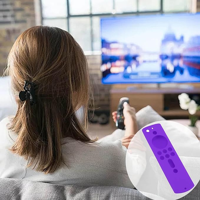Fire Stick 4K 2018 Remote Cover Case for Alexa Voice Remote, Fire TV Shockproof Protective Silicone Case with Lanyard(Purple)