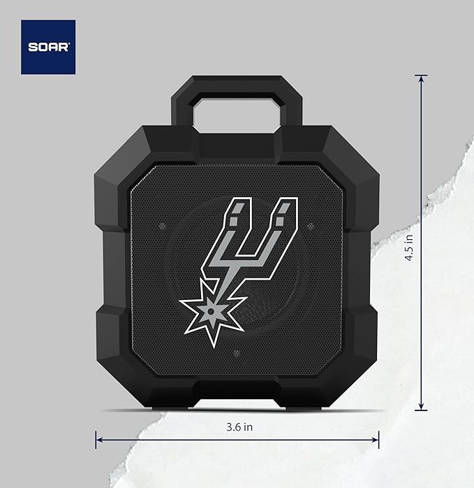 SOAR NBA Shockbox LED Wireless Bluetooth Speaker - Water Resistant IPX4, 5.0 Bluetooth with Over 5 Hours of Play Time - Small Portable Speaker - Officially Licensed NBA, Perfect Home & Outdoor Speaker
