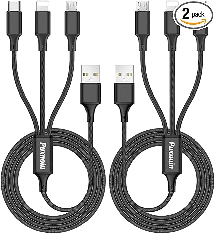 Puxnoin Multi Charging Cable, 6FT 2Pack Multi Charger Cable