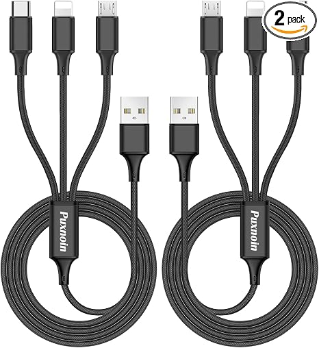 Puxnoin Multi Charging Cable, 6FT 2Pack Multi Charger Cable