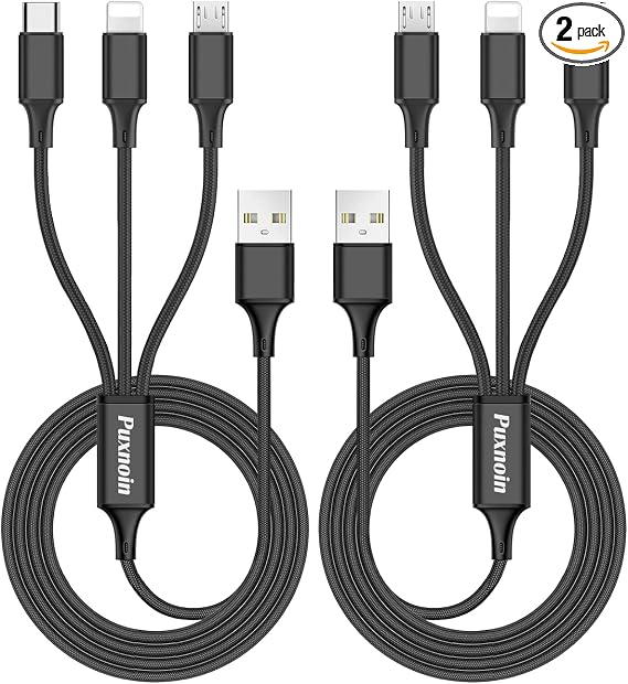 Puxnoin Multi Charging Cable, 6FT 2Pack Multi Charger Cable