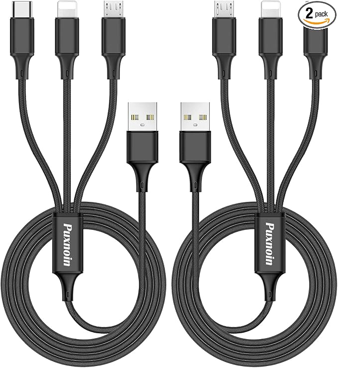 Puxnoin Multi Charging Cable, 6FT 2Pack Multi Charger Cable