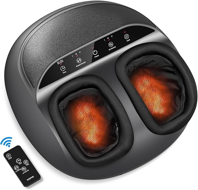 RENPHO Foot Massager Machine with Heat [2026 Upgraded], Shiatsu Foot Massager for Plantar Fasciitis, Christmas Gifts for Women, Cordless Control, FSA Eligible HSA Store Eligible, Up to Size 13, BK