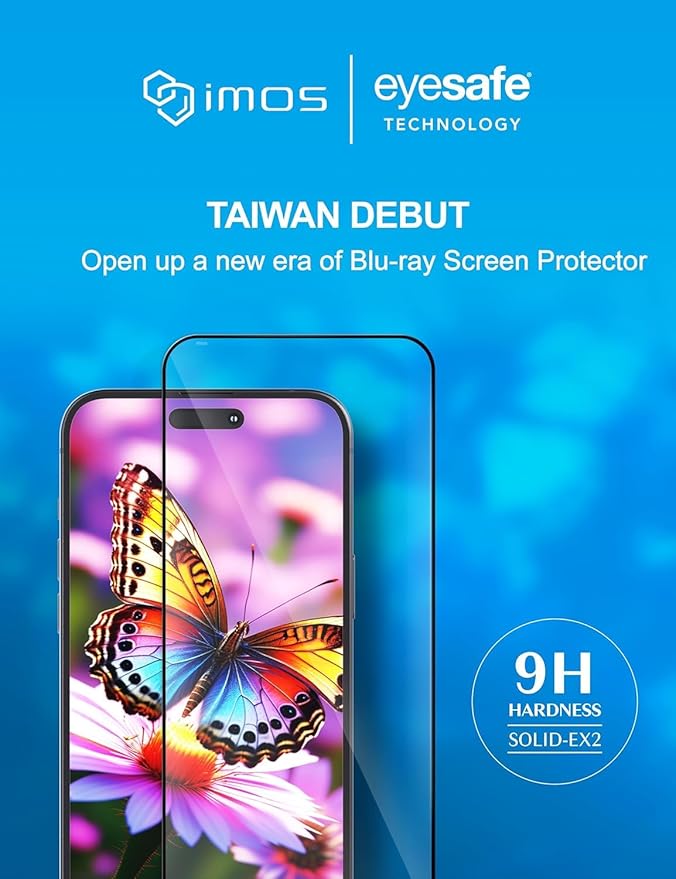 imos Screen Protector for iPhone 16 Pro, 2.5D Blue Light Block Black Border Privacy Screen Protector Tempered Glass, Durable and Drop-Resistant, Bubble Free, Easy Installation