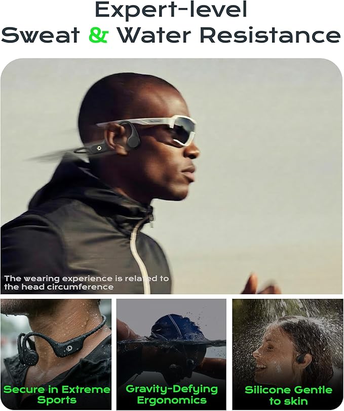 Open Ear Sport Headphones, Wireless Bone Conduction Earphones, Built-in 32GB MP3,with Mic, IP68, Sweat & Water Resistant, Up to 8 Hours Battery, Bluetooth 5.3,for Running,Swimming,Workouts