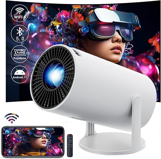HY300 Projector with WIFI6 & Bluetooth, Supports 4K/1080P, Android TV 11.0, Mini Portable 180° Rotatable, Auto Keystone, for Laptop/PC/Smartphone - Image 6