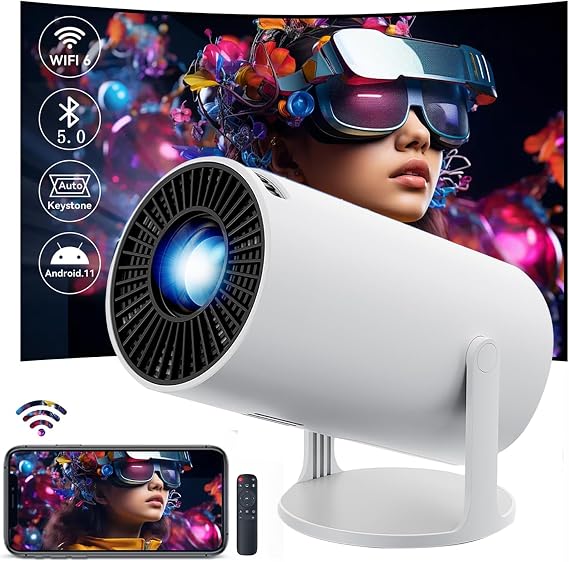 HY300 Projector with WIFI6 & Bluetooth, Supports 4K/1080P, Android TV 11.0, Mini Portable 180° Rotatable, Auto Keystone, for Laptop/PC/Smartphone - Image 7